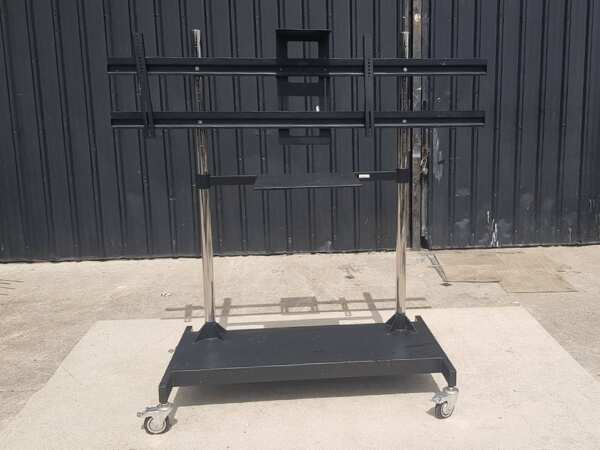 TV stand, steel frame, with wheels, black