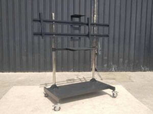 TV stand, steel frame, with wheels, black