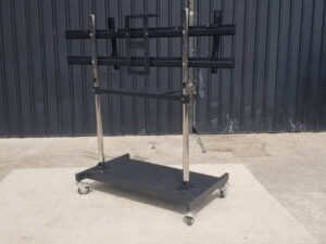 TV stand, steel frame, with wheels, black