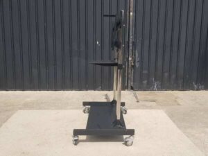 TV stand, steel frame, with wheels, black