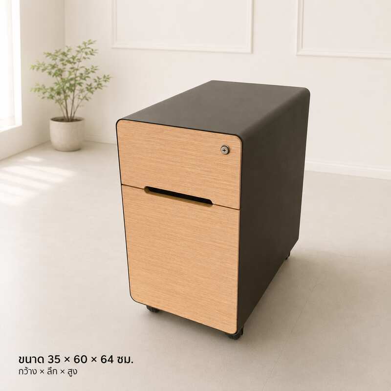 Steel frame mobile cabinet, Practika brand, 2 wooden drawers, with wheels._VSLGPHJZGB