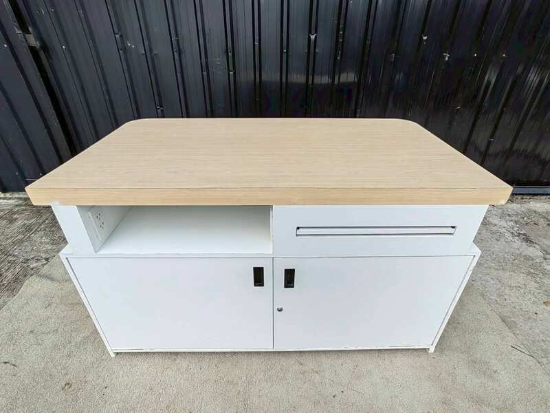Exhibition Counter with Wood-Finish Top