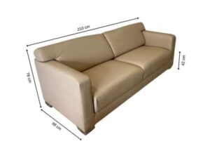 2+1+1 seater sofa set, leather upholstery, cream color