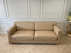 2+1+1 seater sofa set, leather upholstery, cream color