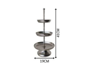 3-Tier Shiny Metal Food and Snack Display Stand