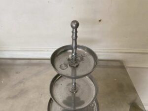 3-Tier Shiny Metal Food and Snack Display Stand
