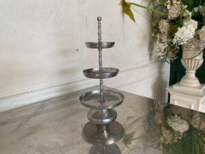3-Tier Shiny Metal Food and Snack Display Stand