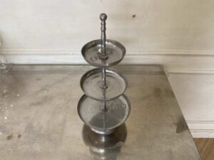 3-Tier Shiny Metal Food and Snack Display Stand