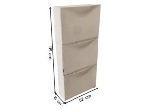 Shoe cabinet with 3 drawers, plastic, white