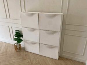Shoe cabinet with 3 drawers, plastic, white