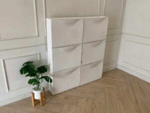 Shoe cabinet with 3 drawers, plastic, white