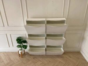Shoe cabinet with 3 drawers, plastic, white
