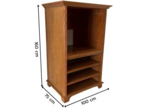 Teak wood frame cabinet, 4 shelves, TV cabinet, hotel work_W87SEUGP8P