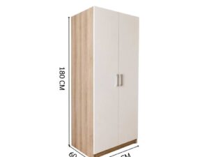 White two-door wardrobe with wooden frame, Index brand, VASH model.