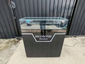 Black Glass Display Cabinet with LED Lighting