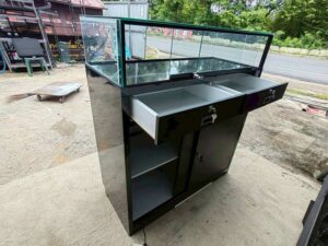 Black Glass Display Cabinet with LED Lighting