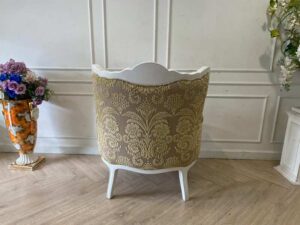 Single-seat Louis-style wooden chair with yellow fabric cushion_WHODFSSL3N