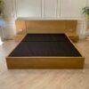 5-foot bed + teak headboard, black mattress, with power plug