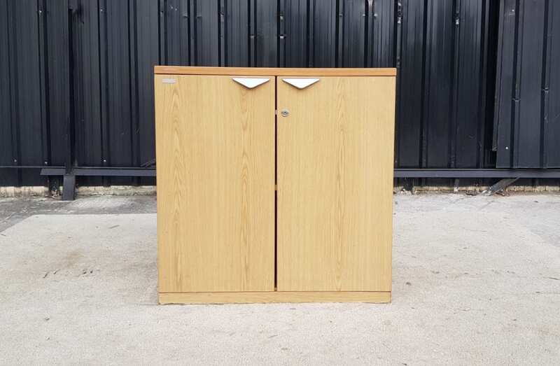 MOFLEX 2-Door File Cabinet with Brown Wood Top