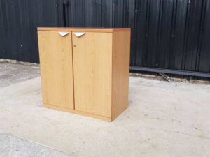 MOFLEX 2-Door File Cabinet with Brown Wood Top