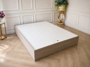 5-foot wooden bed, gray