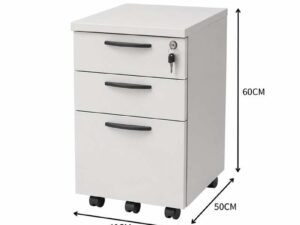 Mobile cabinet on wheels, 3 drawers, wooden frame, white_X1QBXBKSZU