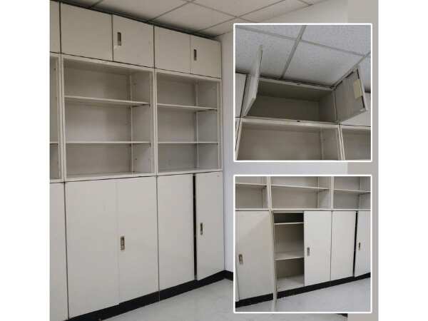 Okamura steel filing cabinet, tall, 4 doors, 3 shelves._XCI6UVWF5U