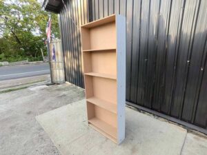 White wooden shelving unit
