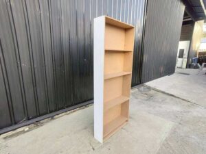 White wooden shelving unit