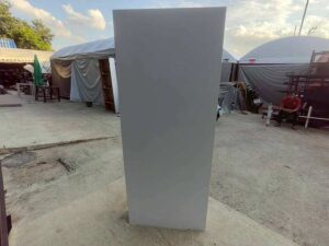 White wooden shelving unit