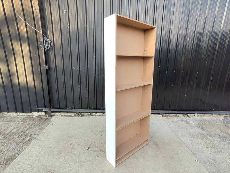 White wooden shelving unit