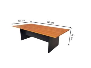 8-seat conference table with brown wood top