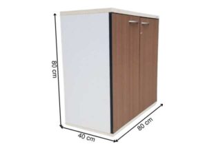 2-door wooden filing cabinet, gray color, brown top, Modernform brand
