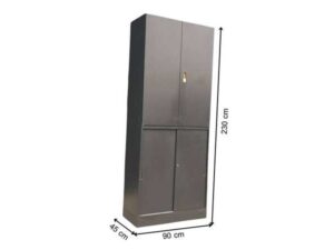 2-Drawer Steel File Cabinet with 2 Opening and 2 Sliding Doors, Black, 230 cm, Okamura Brand