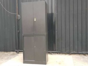 2-Drawer Steel File Cabinet with 2 Opening and 2 Sliding Doors, Black, 230 cm, Okamura Brand