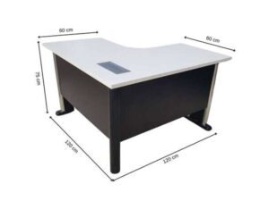 L-shaped corner desk, black and white