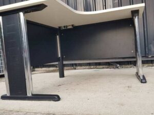 L-shaped corner desk, black and white