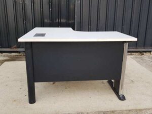 L-shaped corner desk, black and white