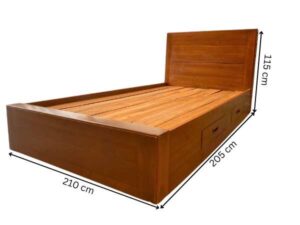 3.5 foot wooden bed, 4 drawers, 2 sliding door wooden wardrobe