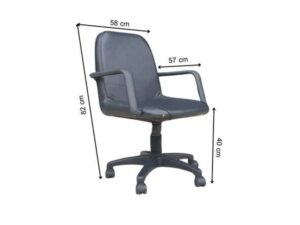 Office chair with wheels, leather backrest and seat, black._YHC3H4EB6H