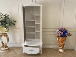White dressing table with 1 drawer and storage compartment, Koncept brand.