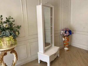 White dressing table with 1 drawer and storage compartment, Koncept brand.
