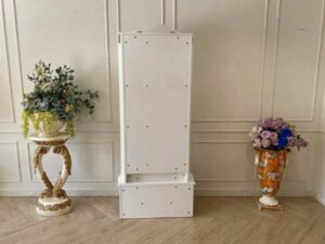 White dressing table with 1 drawer and storage compartment, Koncept brand.