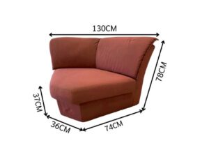 2+1 seater sofa set, upholstered in pinkish-orange fabric, Corner Wedge model.