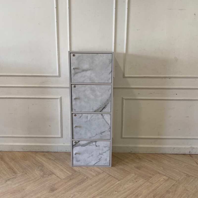 Wooden Filing Cabinet/Storage Cabinet with 4 Doors, Grey and Brown
