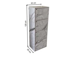 Wooden Filing Cabinet/Storage Cabinet with 4 Doors, Grey and Brown