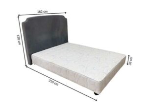 5-foot Aloe Vera bed with wheels, velvet headboard, gray color.