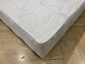 5-foot Aloe Vera bed with wheels, velvet headboard, gray color.