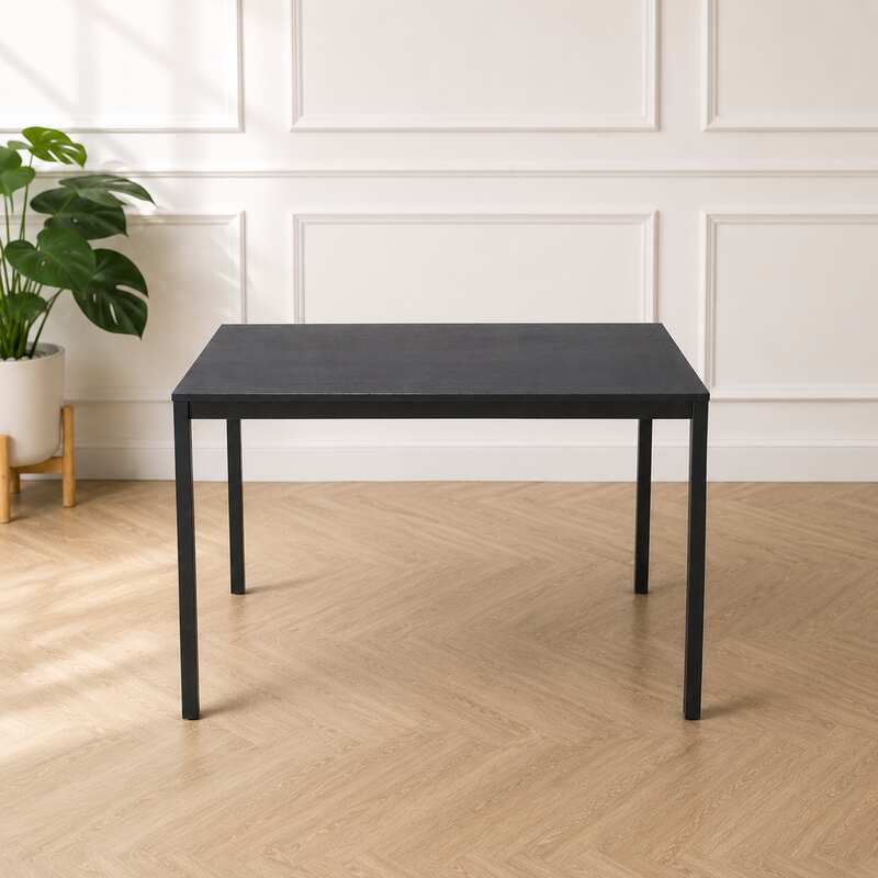 Multi-purpose table Black wood pattern top Black steel leg frame_ZG27PGFR24