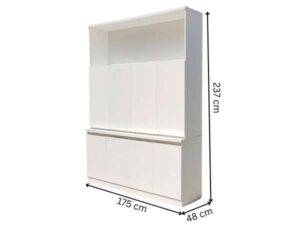 White 8-door wooden filing cabinet